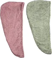 Healvian Bamboo Charcoal Hair Towel Wrap Cap Set Hair Towels for Quick Dry Absorbent Soft for Wet Hair