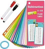 Generic Division Flash Cards - 15X Multi Math Flash Cards for Learning, Interactive Multiplication & Division, Addition & Subtraction Cards for Kids