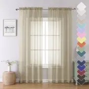 Taupe Sheer Curtains 84 Inches Long 2 Panels, Light Filtering Solid Voile