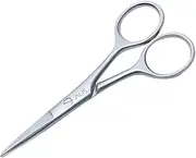 Greta Professional 4.5" inches Beard Mustache Trimming Scissors Salon Scissors AB-105 Silver for Hair Trimming Cutting Men Women Home Hair Cutting Pack of 1