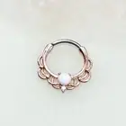 Rose Gold White Opal Opal Clicker for Septum and Daith piercings. 16G. 10mm.