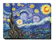 Bead embroidery kit Starry night needlework kit Art canvas beadwork pattern