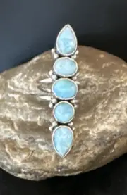 Gorgeous Blue Larimar Navajo Sterling Silver Ring Size 5.5 15977