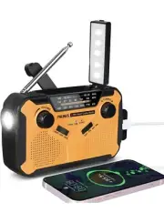 Emergency NOAA Weather Radio 5 Way Powered: Solor/Hand Crank/USB/AA Batteries...