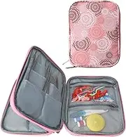 Aeelike Pink Knitting Needle Storage Case - Double Layer Zip Holder for Fixed Circular Needles