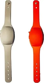 SaniFlex Hand Band Adjustable Sanitizer, Refillable Wristband for All Age Group (Dispenser) Pack of 2 (Orange & Grey color)