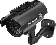 Fake Camera, Dummy Security Camera, Solar Powered Waterproof Imitation Dummy Security Fake Camera with Flashing LED Light