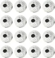 8MM Silver Plated Spacer Beads Glitter Foil Look Round Pearl Beads with Hole for Craft Jewellery Making - 50Pcs