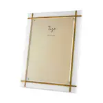 Tizo Solid White Lucite Picture Frame with Gold Inlay, 5 x 7