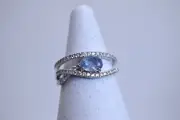 Bomb Party Ring Sz 8 It's Simply A Moment Blue Chalcedony On Rhodium RBP8240