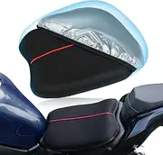 SKYJDM Motorcycle Gel Seat Cushion with Seat Pad Cover, Large 3D Honeycomb Structure Shock Absorption & Breathable Motorcycle Gel Seat Pad for Long Rides