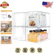 4-Pack Clear Acrylic Stackable Storage Drawers with Handles for Home Organiza...
