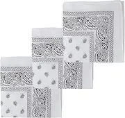 [DaVoice] Bandana Headband Handkerchiefs Wrap - Head Bandannas for Men & Women - Paisley Cowboy Bandanas Gift Set, 3 Pack Bulk