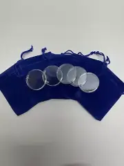 5 Blue Velvet Gift Bags With 5 Capsules For 1oz 39mm Silver Rounds (No Coins)