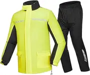 Perfeclan Rain Suit with Backpack Space for Motorcycle Riders for Men Breathable Rainwear, Yellow, XL