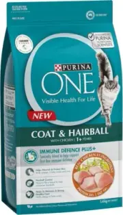 Purina One- Adult Hairball Chicken Dry- Cat Food Bag, 1.4kg AU FREE POSTAGE