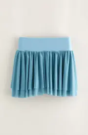 Recess x Zella x Recess Kids' Baseline Layered Mesh Skort in Blue Adriatic at Nordstrom
