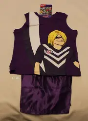 Fremantle Dockers AFL Boys Mascot Printed Cotton Satin Pyjama Set Size 5 New