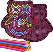 Sensory Activity Board Silicone Push Pop Fidget Toys for Kids Owl Busy Board for Fine Motor Skill, Stress Relief, Anxiety ADHD, Autism, Kids 3+ Sensory Board with 18 Strings Red