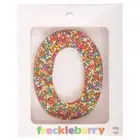 907817 NUMBER ZERO 0 40g FRECKLEBERRY CHOCOLATE FRECKLE SPRINKLES APPROX 10CM