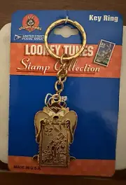 1997 Looney Toons Taz Over Bugs Bunny $.32 Stamp Key Chain over all length 4"