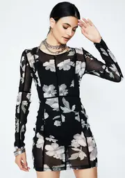 Floral Freeze Frame Sheer Dress