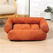Dog Bed Luxury Large Dog Sofa Bed Dog Bed Dogs Kennel Cat Mats Sleeping Kennel for Small and Large Dog Dog Crate Mattress(Orange,L)