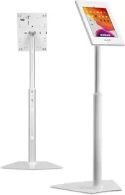 AVLT Height Adjustable Anti-Theft 10.5” Tablet Kiosk Floor Display Stand White