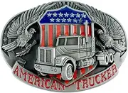 [CL&J BB] American Trucker Belt Buckle Western Cowboy Cowgirl American Workers Motorcyclist (TRK2)