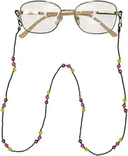 [Generic] Colorful Black Beaded Eyeglass Chain, Glasses Chains for Women, Beaded Glasses Chain, Handmade Chain for Glasses, Crochet Eyeglass Chain, Eye Jewelry