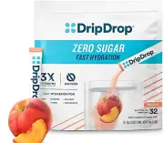 32 STICK ✨ DripDrop Hydration ZERO SUGAR Electrolyte Drink Mix Single PEACH