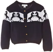 NEW Pony Horses Cardigan Sweater "Pumpkin Patch" Navy Button Up Little Girl Sz 3
