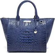 [GIGBIRD] Women's PU Leather Top Handle Tote Bag Fashion Crocodile Print Handbag Satchel Ladies Retro Work Travel Crossbody Bags