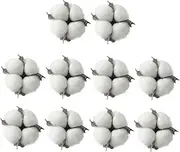 BUGUUYO 1 Pack 10pcs Christmas Cotton Balls Christmas Decor Christmas Party Decoration Cotton Stems DIY Cotton Floral Balls Christmas Tree Decorations Bouquet Cotton Heads White