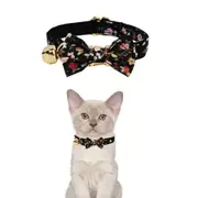 ANYWAGS Cat Collar Floral Vines Black Bow Small with Safety Buckle, Bell, and Durable Strap Stylish and Comfortable Pet Accessor