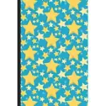 NOTEBOOK JOURNAL: BIG AND SMALL YELLOW GOLD AND ORANGE STARS ON A BLUE COVER DESIGN. PERFECT GIFT FOR BOYS GIRLS AND ADULTS OF ALL AGES.