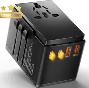 Universal Travel Adapter USB-C 4-Port All-in-One Charger EU/UK/US/AUS Plugs