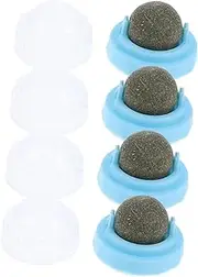 NOLITOY 4pcs Catnip Chew Ball: Rotating Edible Licking Toy - Wall-Mounted Roller for Teeth Care - Safe Interactive Play for Cats & Kittens in Home