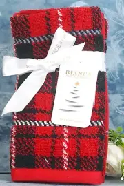 Bianca PORTUGAL Set of 2 Red Plaid Fingertip Towels CABIN STYLE
