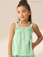 Angel & Rocket Green Connie Gingham Shirred Top (F32333) | $37 - $46