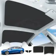 Tesla Model 3 Glass Roof Sunroof Mesh Top Window Sun Blind Shade Sunshade with UV Heat Insulation Film, Fit 2017-2023 Version (Black)