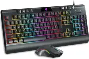 Wired Gaming Keyboard and Mouse Combo, Backlit Computer Keyboard and RGB Gaming