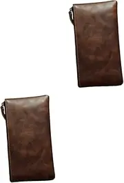 [SHERCHPRY] 2pcs Retro Wallet Multifunctional Purse Zippered Long Phone Bag Leather Handbag for Women