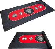 EasyGO Poker Table Top Pad – for Texas Holdem Casino Style – 78” X 36”Rectangle – Portable Rolling Rubber Folding Mat – Professional 3 Layers-Includes Carry Bag, 72 Black