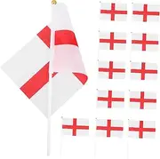 MUELODSIC 12pcs Soccer Flags Uk England Mini Hand Flags for Soccer Game British Hand Waving Flag England Stick Flag Decorative