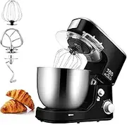 Stand Mixer, High Power Desk Mixer, with Three Mixing Heads for Different Functions, Ncluding Dough Hook, Mixing Stick and Egg Whisk, 5L Stainless Steel Bowl Comes with a Splash Guard