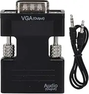 Black HD Audio Cable Adapter - Female to Male High Definition Multimedia Interface to VGA Converter