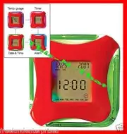Clock Color Change Rotation -Temperture-Timer-Alarm --3 1/8 inch square