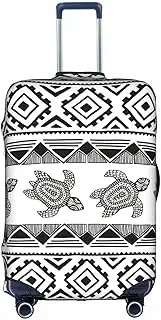 [pvinnk] Ethnic Turtle Striped Print Protective Luggage Cover Elastic Washable Suitcase Travel Gear Protector, White, X-Large