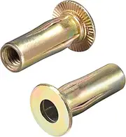 uxcell Multi-Grip Rivet-Nut, M6 Pre-Bulbed Shank Carbon Steel Color-Zinc-Plated Flat Head Threaded Insert Nut 25Pcs